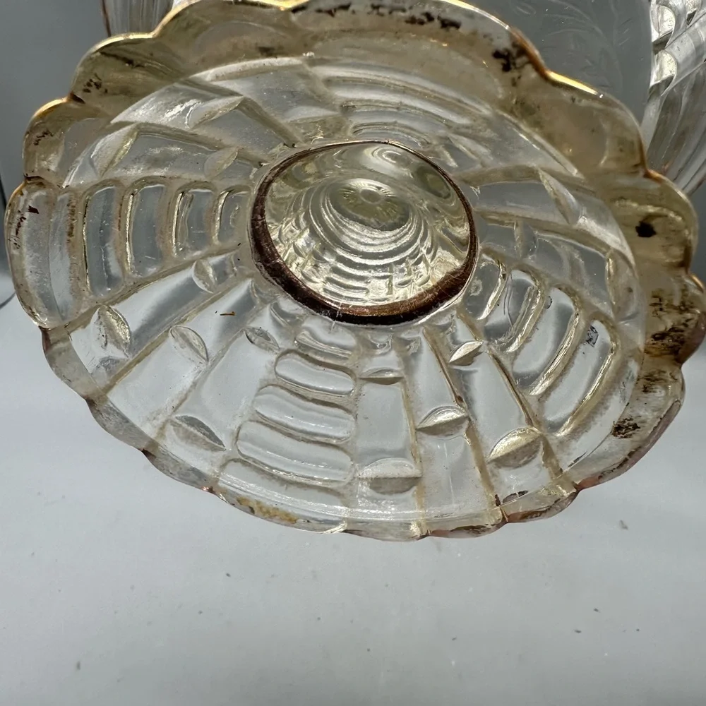 Louise clear Jeanette Glass Pedestal Bowl with Gold Trim